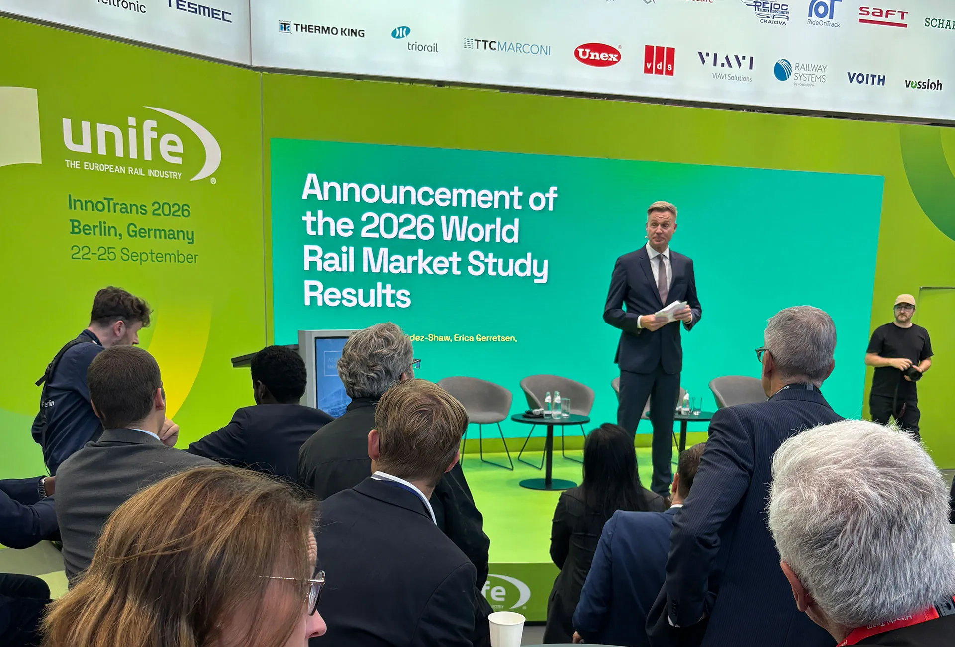 Den globala marknaden för järnvägsprodukter och tjänster växte med i genomsnitt 4,6 procent per år mellan perioderna 2021–2023 och 2023–2025. Unifes nya World Rail Market Study, som presenterades på InnoTrans, bedömer att marknaden därefter växer med 3,2 procent per år till perioden 2029–2031. FOTO: Peter Johnsson Wallin 